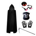 Kids Halloween Grim Reaper Costume with Mask, Gloves, Red Eyes & Scythe