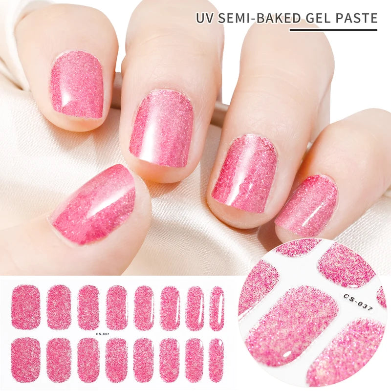 Semi-Cured Nail Art Sticker Full Cover Gel Decal for Manicure - Assorted Patterns