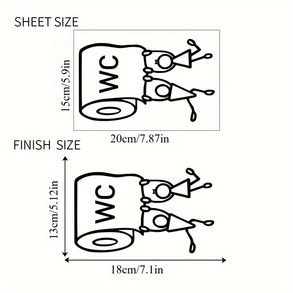 Humorous Toilet Wall Sticker - Easy Bathroom Decor with Herringbone Pattern