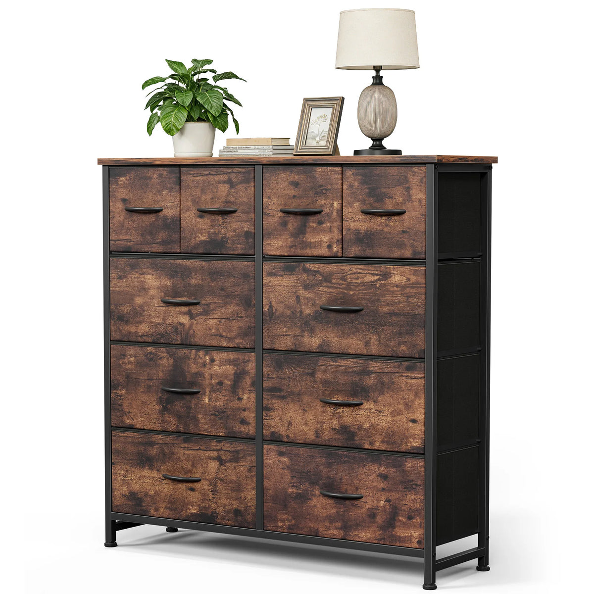 Tall Fabric Drawer Cabinet Storage Organizer with Steel Frame - Living Room Furniture