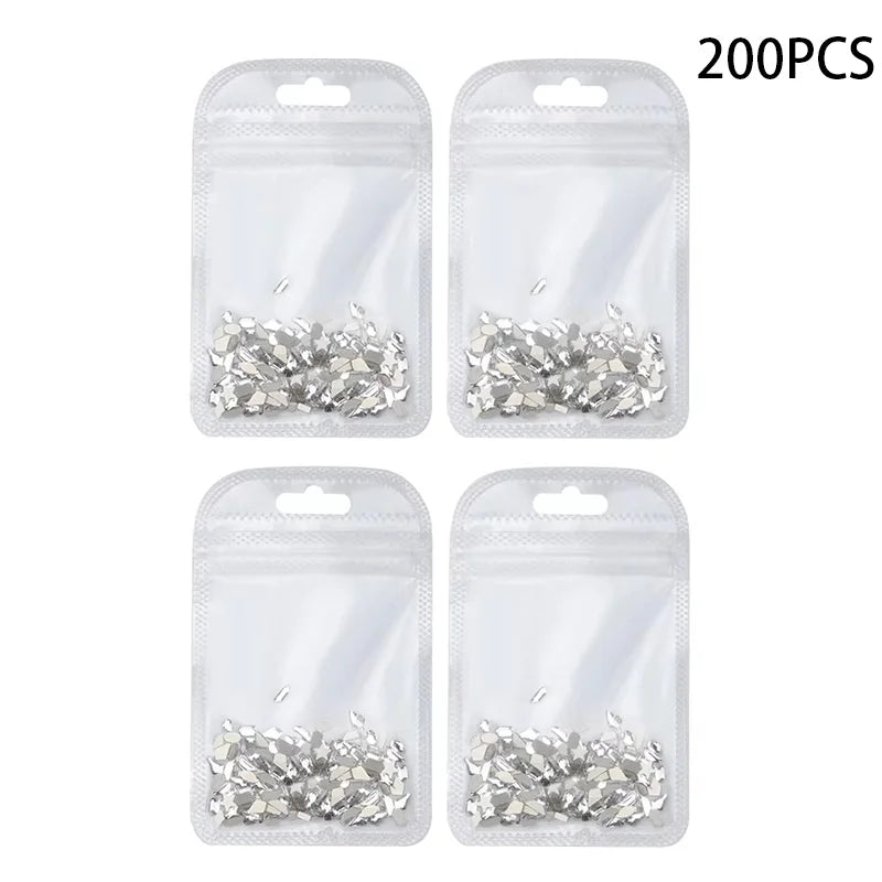 Crystal White Nail Art Rhinestones Flatback Gems for 3D Decoration - 50/200PCS
