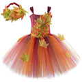 Kids Fairy Costume Dress for Girls Woodland Fall Tulle Princess Dress-Up Halloween Thanksgiving