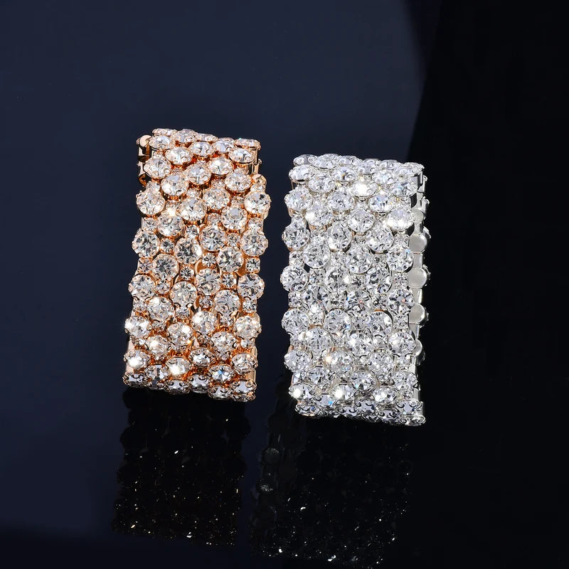 5-Layer Personalised Open Rhinestone Bracelet for Stage Wedding Jewelry