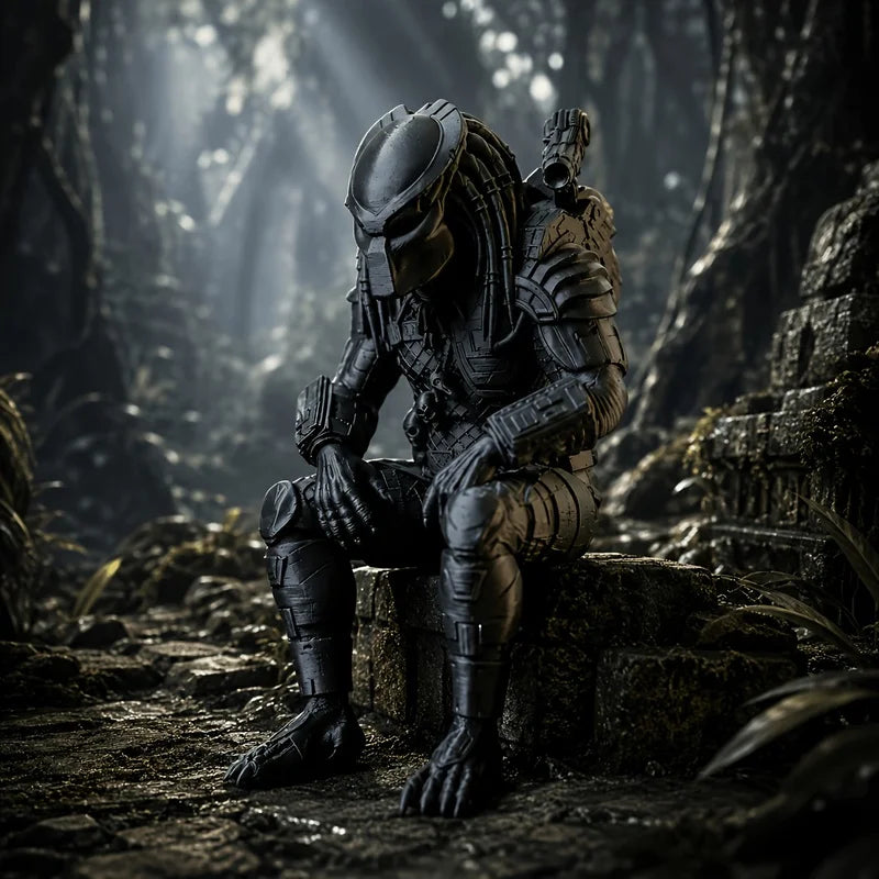 Interstellar Hunter Sci-Fi Alien Figurine - Dark Desktop Model Ornament
