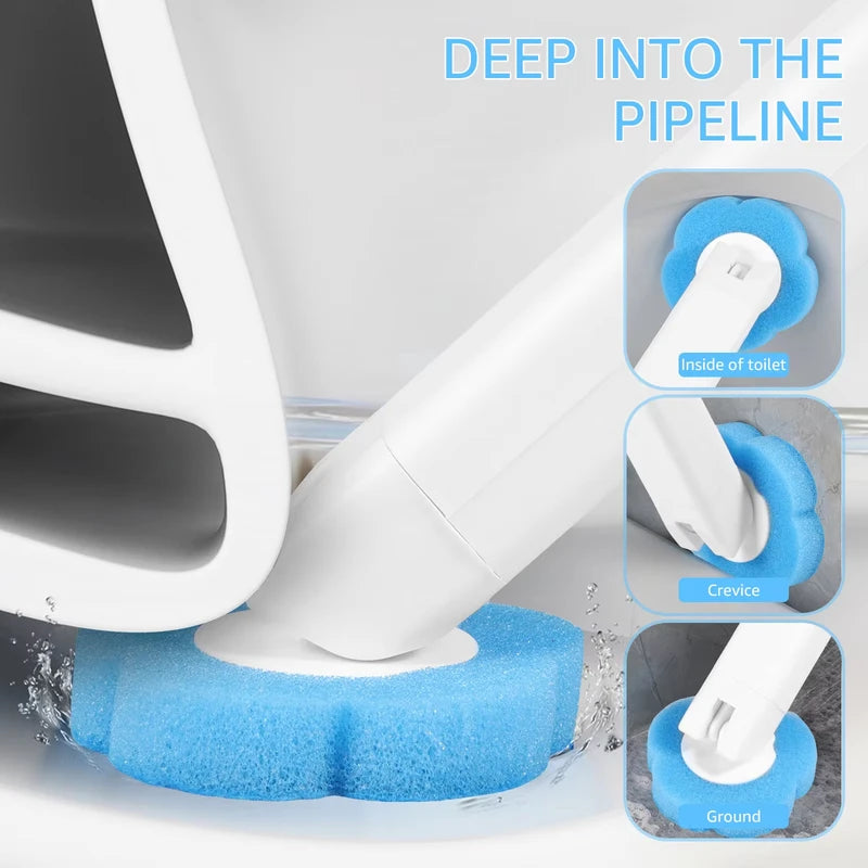 Disposable Toilet Brush Replacement Head Kit with Auto Lid Opener & Long Handle