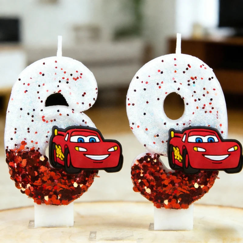 Kids Racing Car Digital Birthday Candle - Lightning McQueen Cake Topper for Kids Party