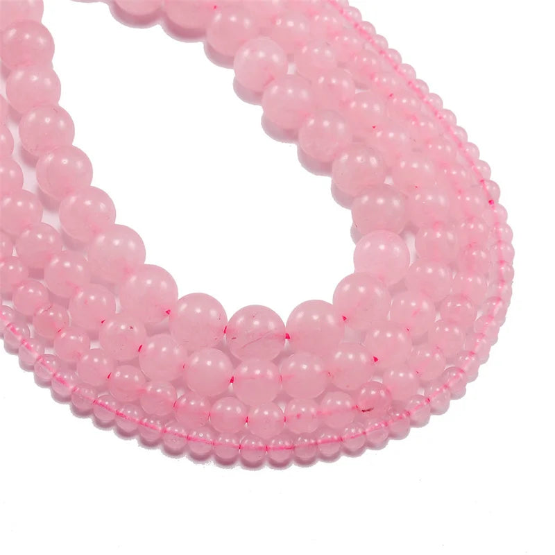 Pink Rose Crystal Quartz Beads for Jewelry Making - Natural Stone Loose Round Beads 6-10mm