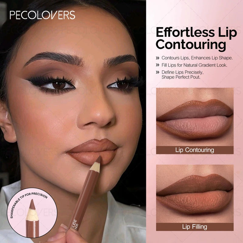 Waterproof Lip Liner Pencil - Matte Finish, Long-Lasting, Multi-Color Shades for All Light Beige Skin Tones