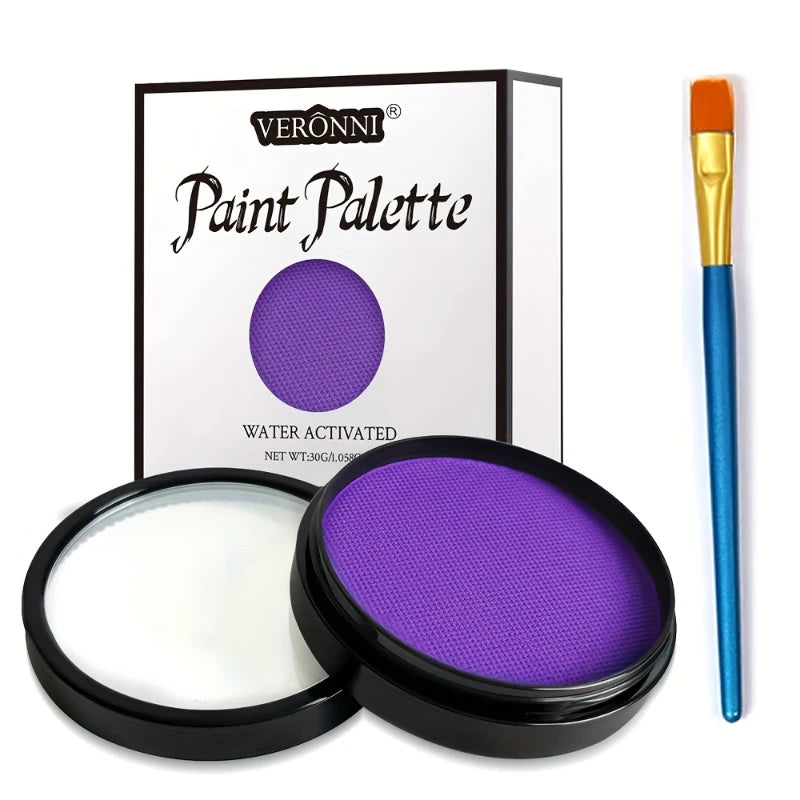 Water-Activated Face & Body Paint Palette - 6 Colors, Safe, Non-Toxic, Makeup for Halloween & Artistic Body Art
