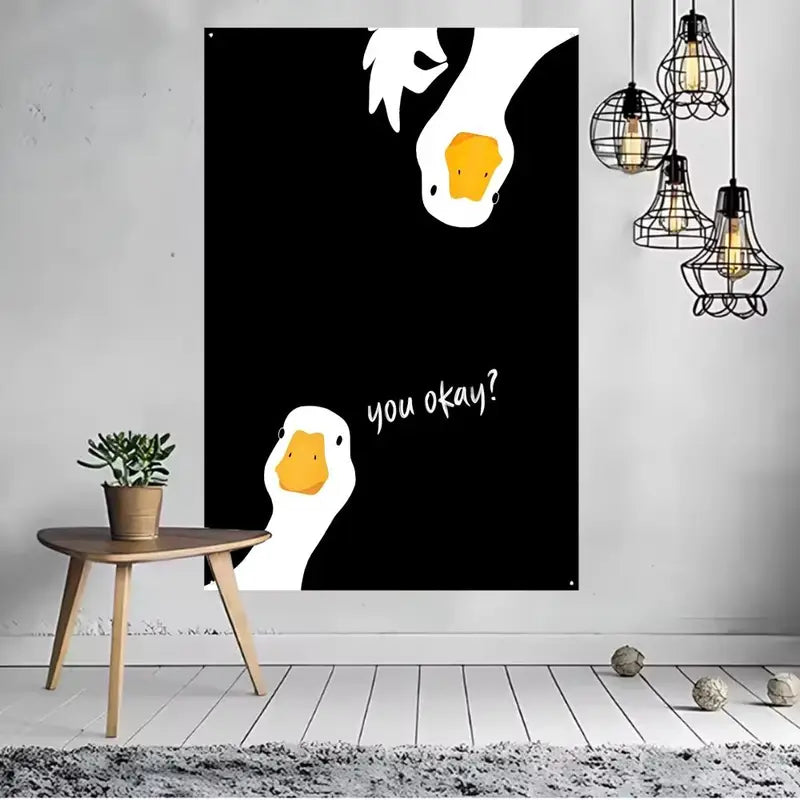 Indoor Decoration Flags with No Edging & Corner Rings - Cute Funny Duck