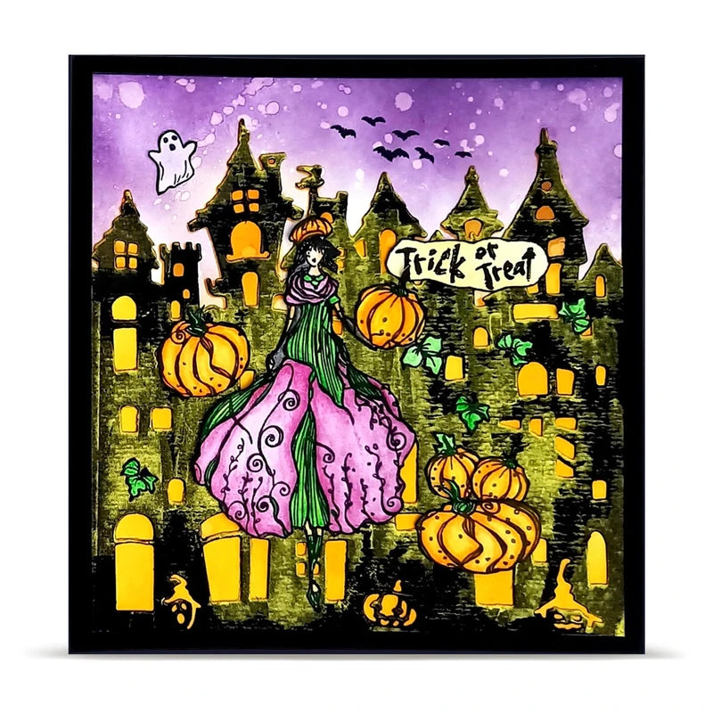 Halloween Pumpkin Die & Clear Stamp Set for DIY Card Scrapbook Crafting