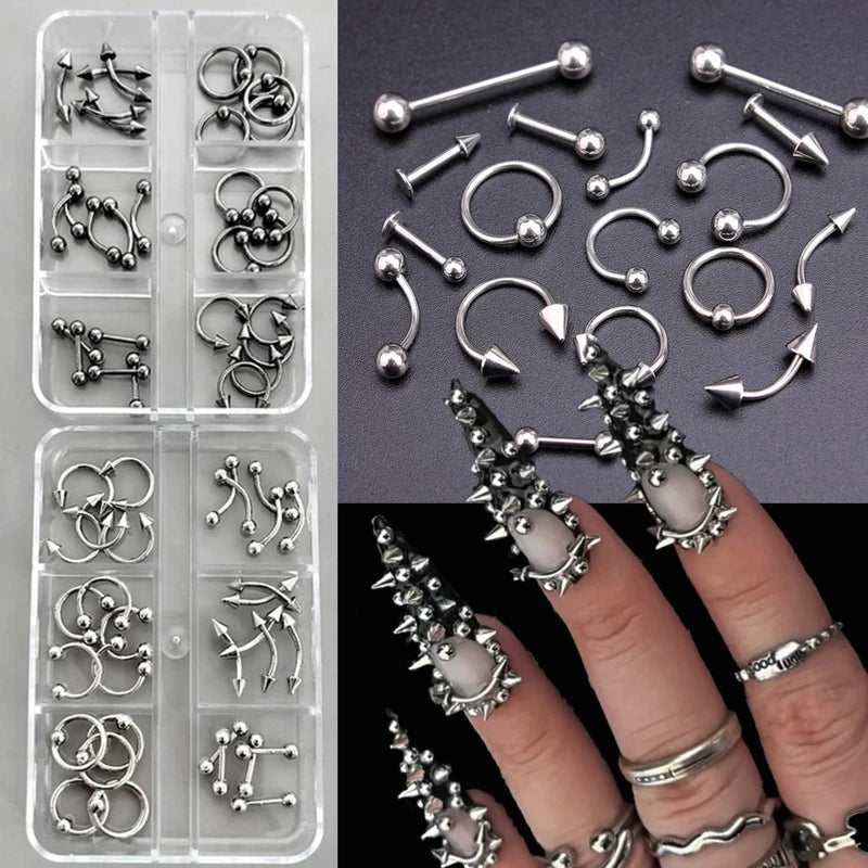 30pcs Nail Art Charms Set - Punk Arrow Rivet Alloy Spike Jewelry for Nails