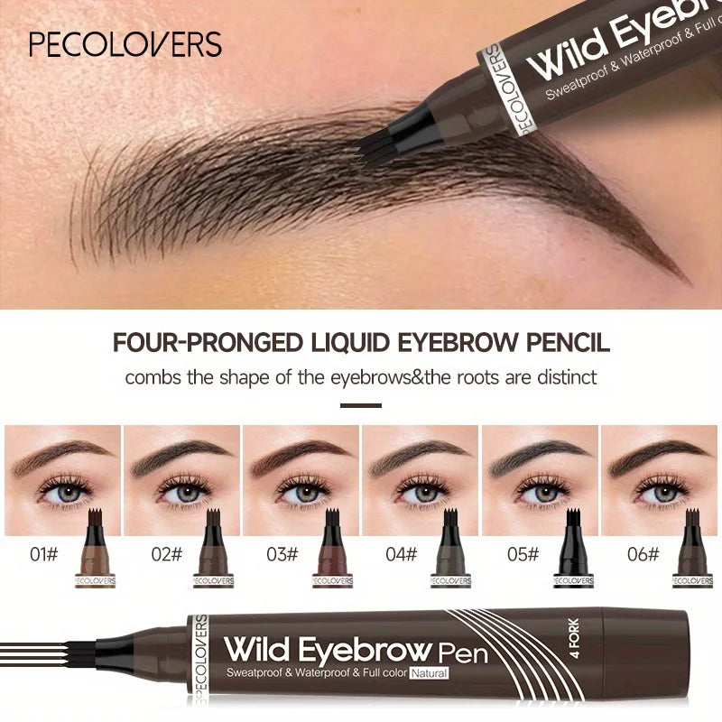 Long Lasting Waterproof Eyebrow Pen with 5 Natural Matte Colors - Smudge Proof Makeup