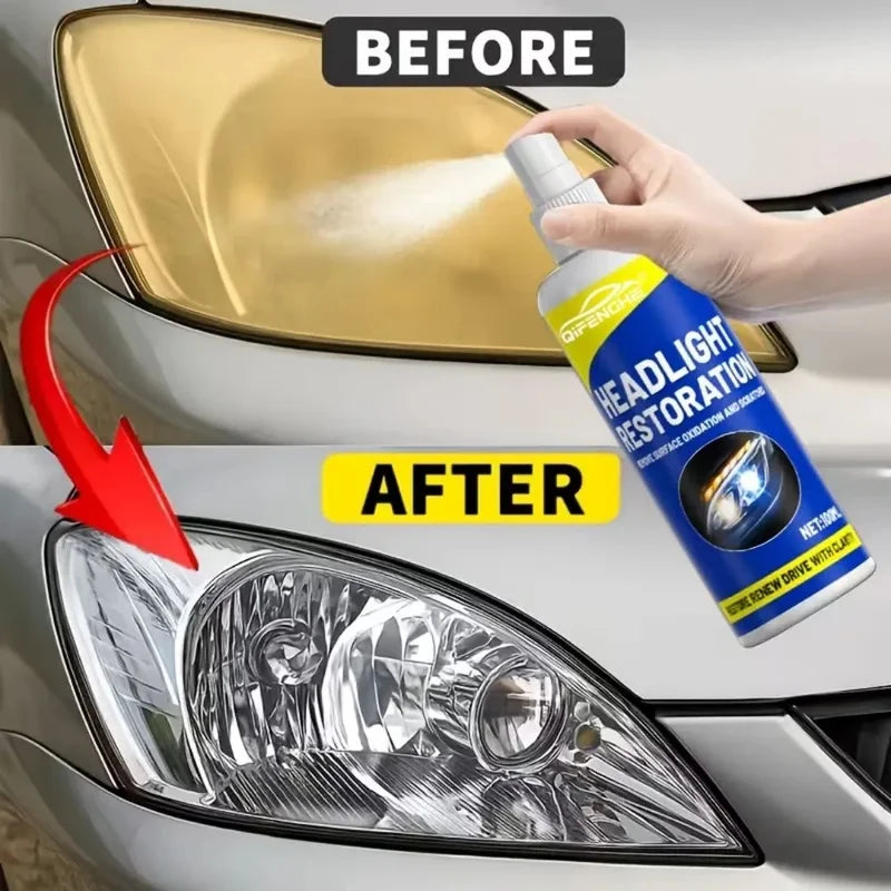 Car Headlight Restoration Spray - Clear Lens & Improve Visibility