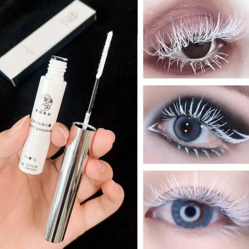 White Waterproof Mascara & Eyebrow Tint - Long-Wearing, Curling, Fast Drying