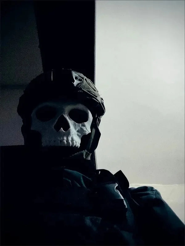 Paintable 3D Printed White Skull Mask Halloween Cosplay Prop
