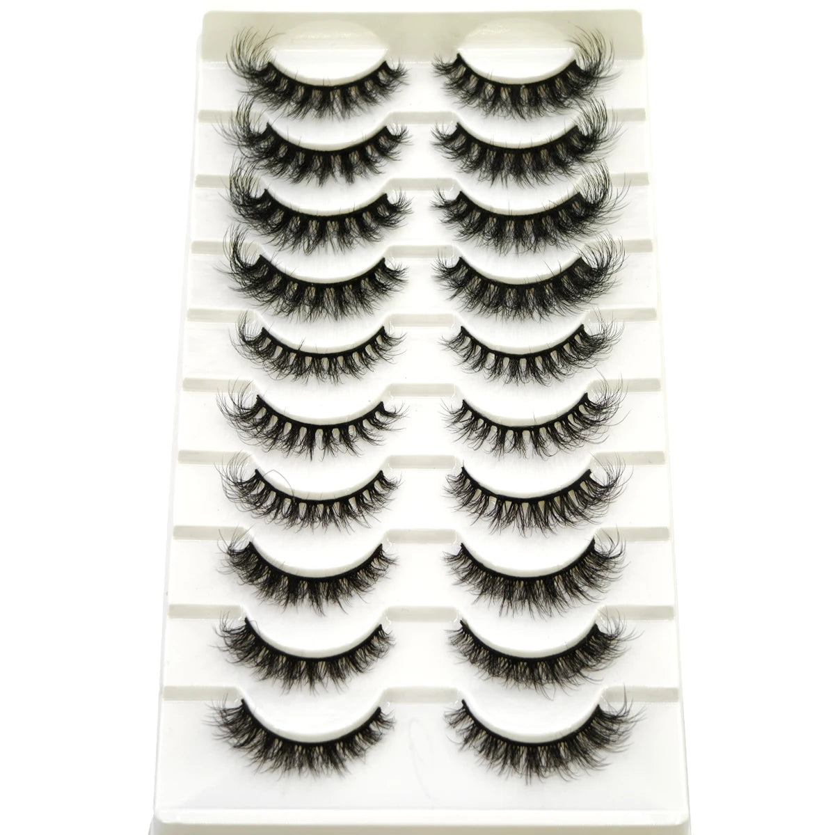 10 Pairs Fluffy Mink False Eyelashes - Natural Dramatic Look, Wispy & Long