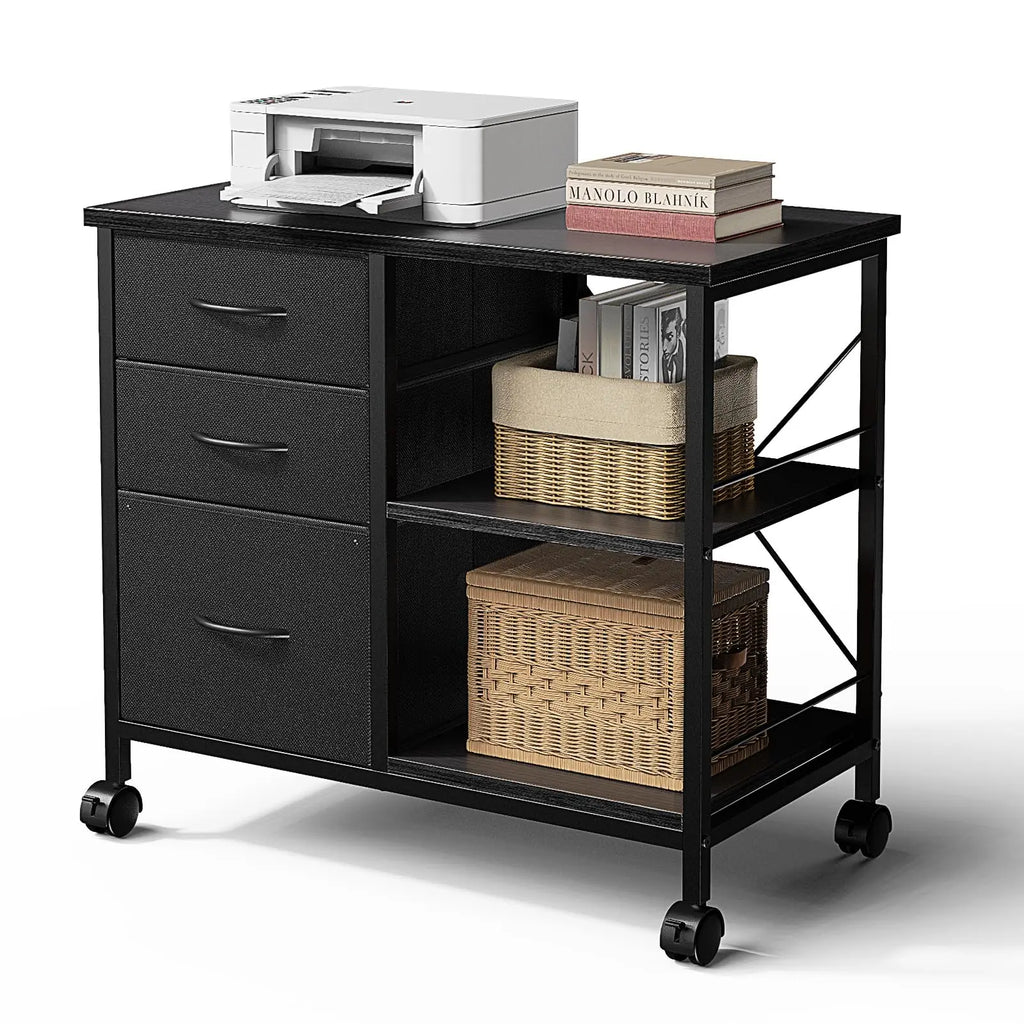 Movable Living Room Storage Cabinet with Fabric Drawers and Steel Frame - Multiple Colors