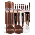 14-Piece Makeup Brush Set with Air Cushion Puffs - Foundation, Blush, Eye Brushes