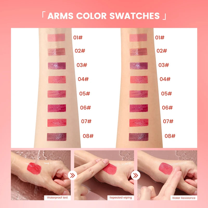 Long Lasting Lip Gloss with Hydrating Jelly Texture - 8 Colors for a Glossy, Translucent Finish