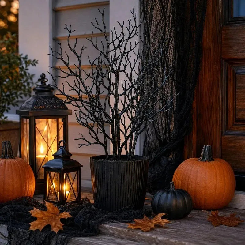 Halloween Artificial Black Branches 26cm Home Decor Fake Plant Stem Pack