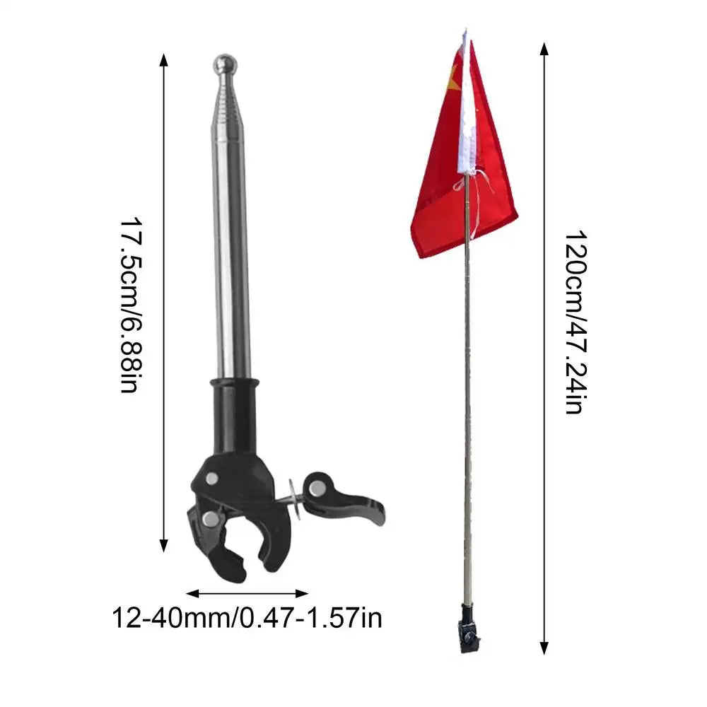 Portable Stainless Steel Telescopic Flag Pole for Vehicles, Boats & Bicycles