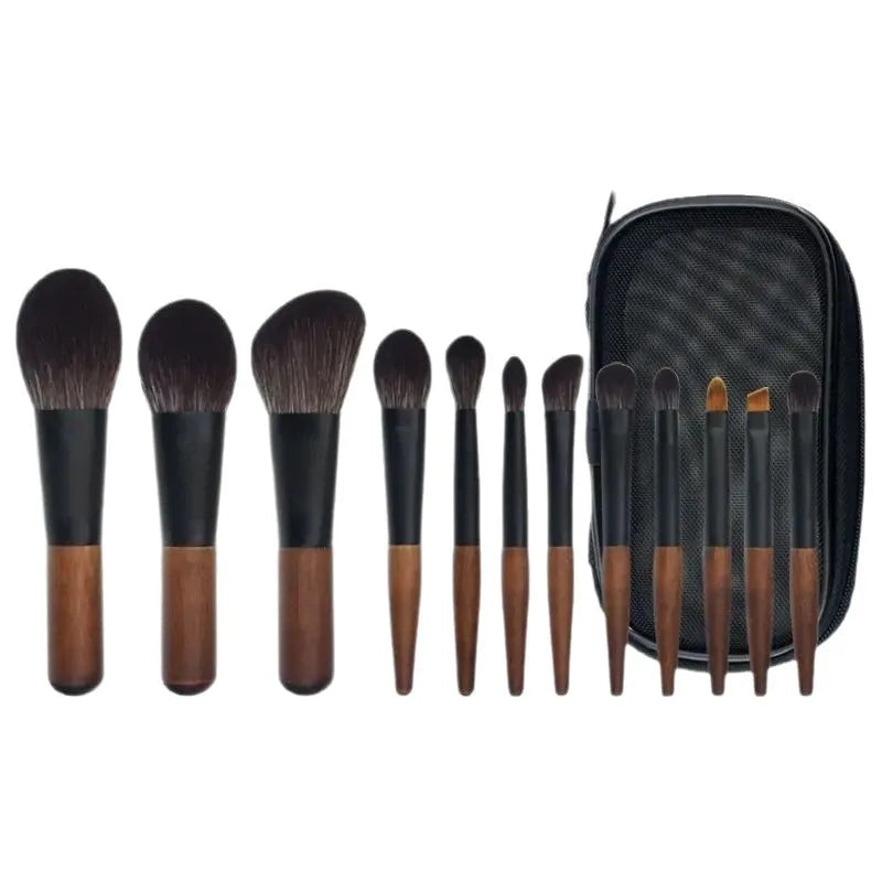 12 Pcs Travel Makeup Brushes Set with Bag - Eyeshadow Blush Foundation Tools