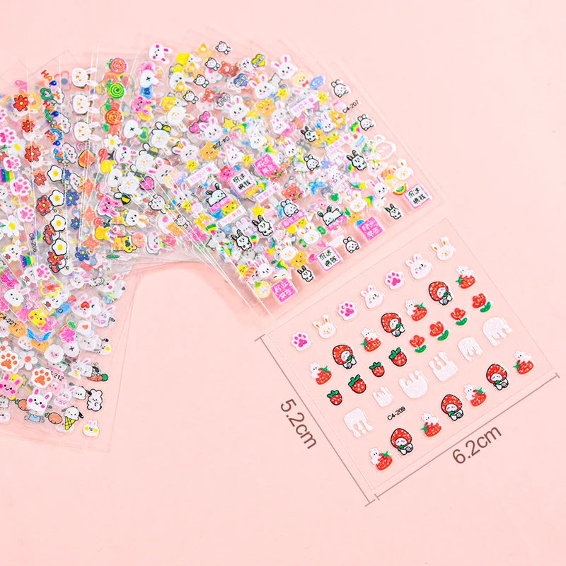 Children's Cartoon Rabbit Nail Stickers with Sequins & Glitter - DIY Kid Toy