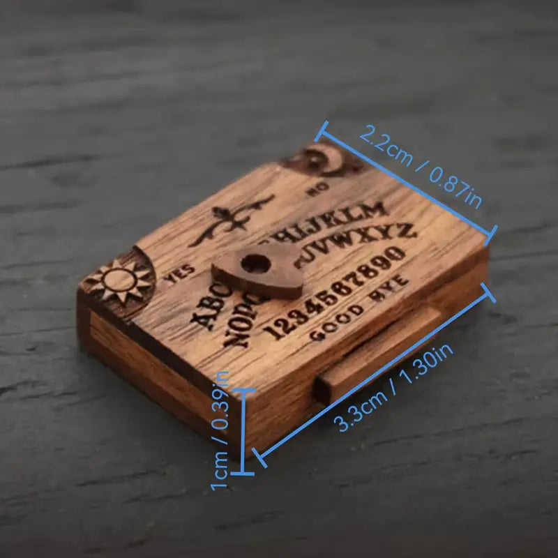 Miniature Wooden Ouija Board Spirit Board - Retro Halloween Decor