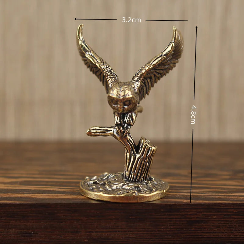 Owl Brass Ornament Figure - Retro Bronze Home Decor Statue