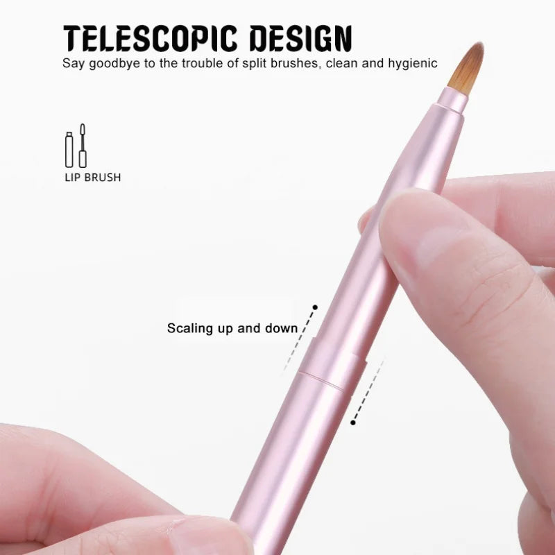Retractable Double-Head Lipstick Brush Applicator with Cap - Makeup Tool for Women & Girls