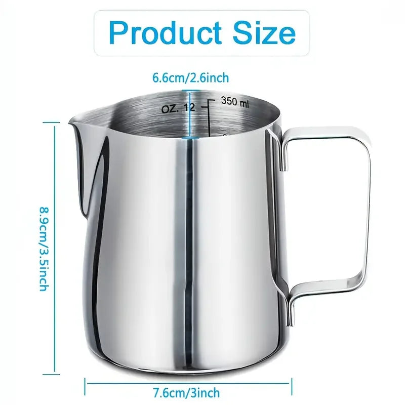 Stainless Steel Frothing Pitcher with Scale - 350/600/900ml Milk Steamer for Coffee & Latte