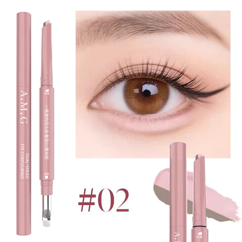 Dual-Tone Matte Highlighting & Contour Pencil for Eye Makeup - Waterproof, Nude Beige & Brown Shades