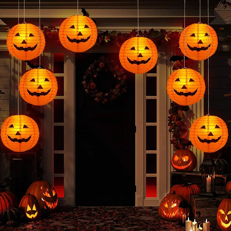 Halloween Hanging Paper Lanterns Set - Indoor Outdoor Garden Decorations