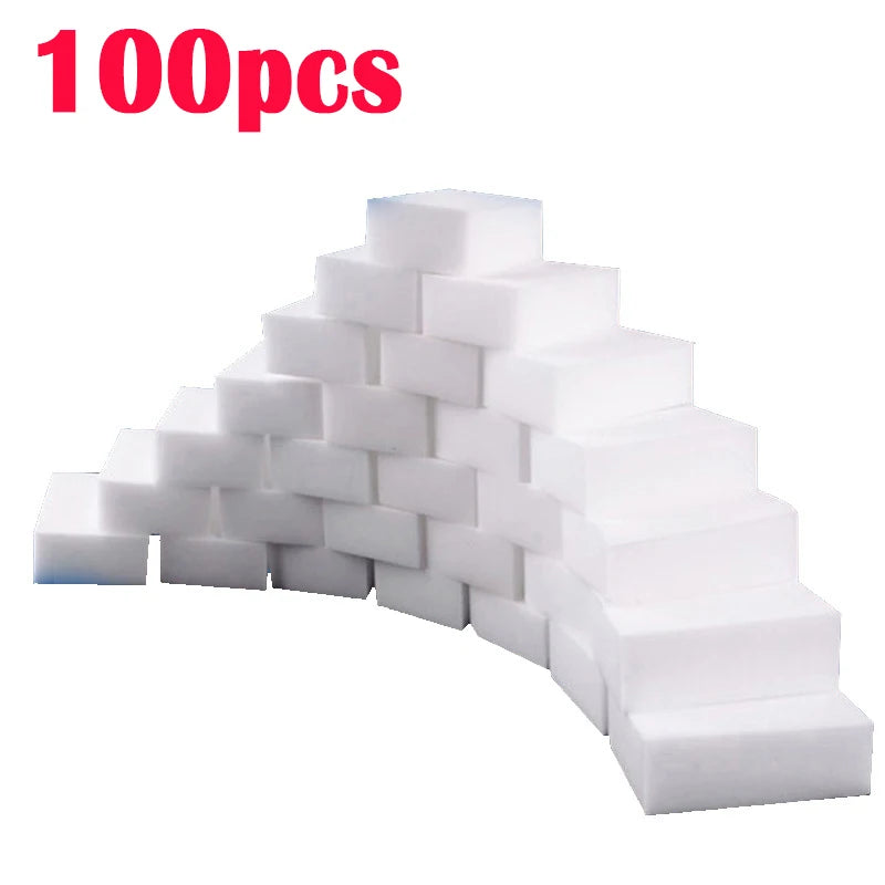 100pcs White Melamine Magic Sponge Erasers for Kitchen Bathroom Cleaning