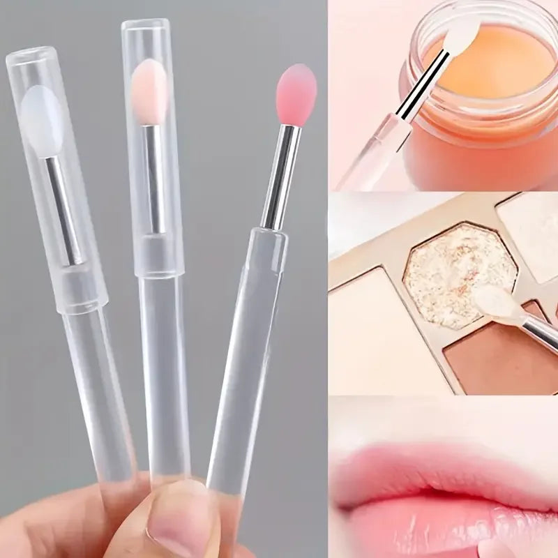 Portable Silicone Lip Brush Set with Cover - Soft Multifunctional Lip Makeup Applicators