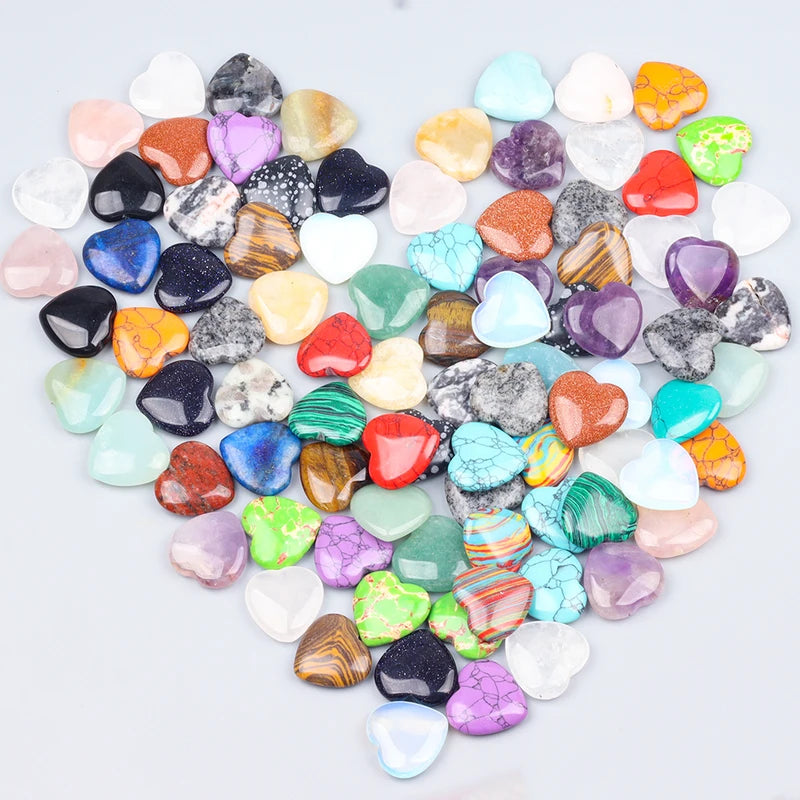Heart Shape Crystal Healing Stones Set - Amethyst & Semi-Precious Gravel for Home Garden Decor, 20MM, 10/20/30PCS