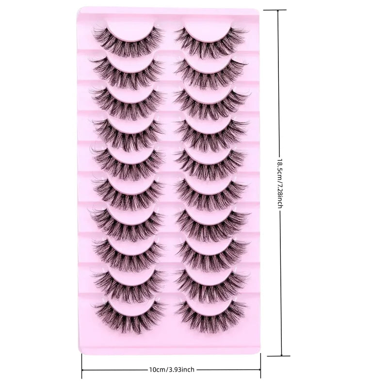 Natural Fluffy False Eyelashes 3D Wispy Volume Strip Lashes with Clear Band