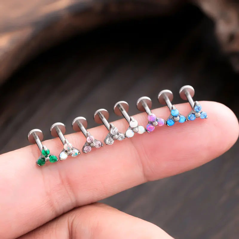 Titanium Lip & Cartilage Piercing Jewelry 16G Opal Zircon Tragus Earrings