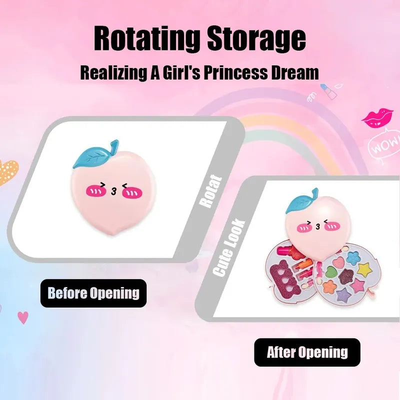 Kids Makeup Toy Set with Mirror Pretend Play Cosmetic Kit - Washable & Safe