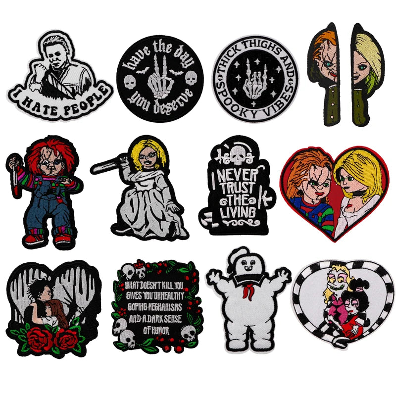 Halloween Horror Movie Embroidered Iron-On Patches for Clothing Backpack DIY Decor