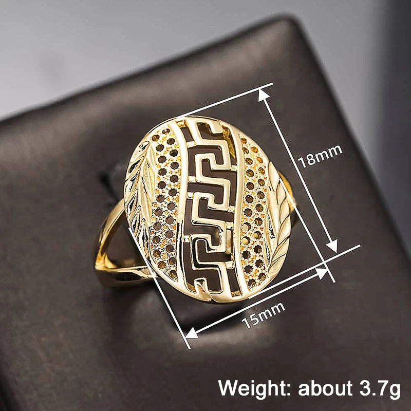 Bohemia Style Gold-Tone Leaf Ring for Women - Adjustable Size Jewelry Gift