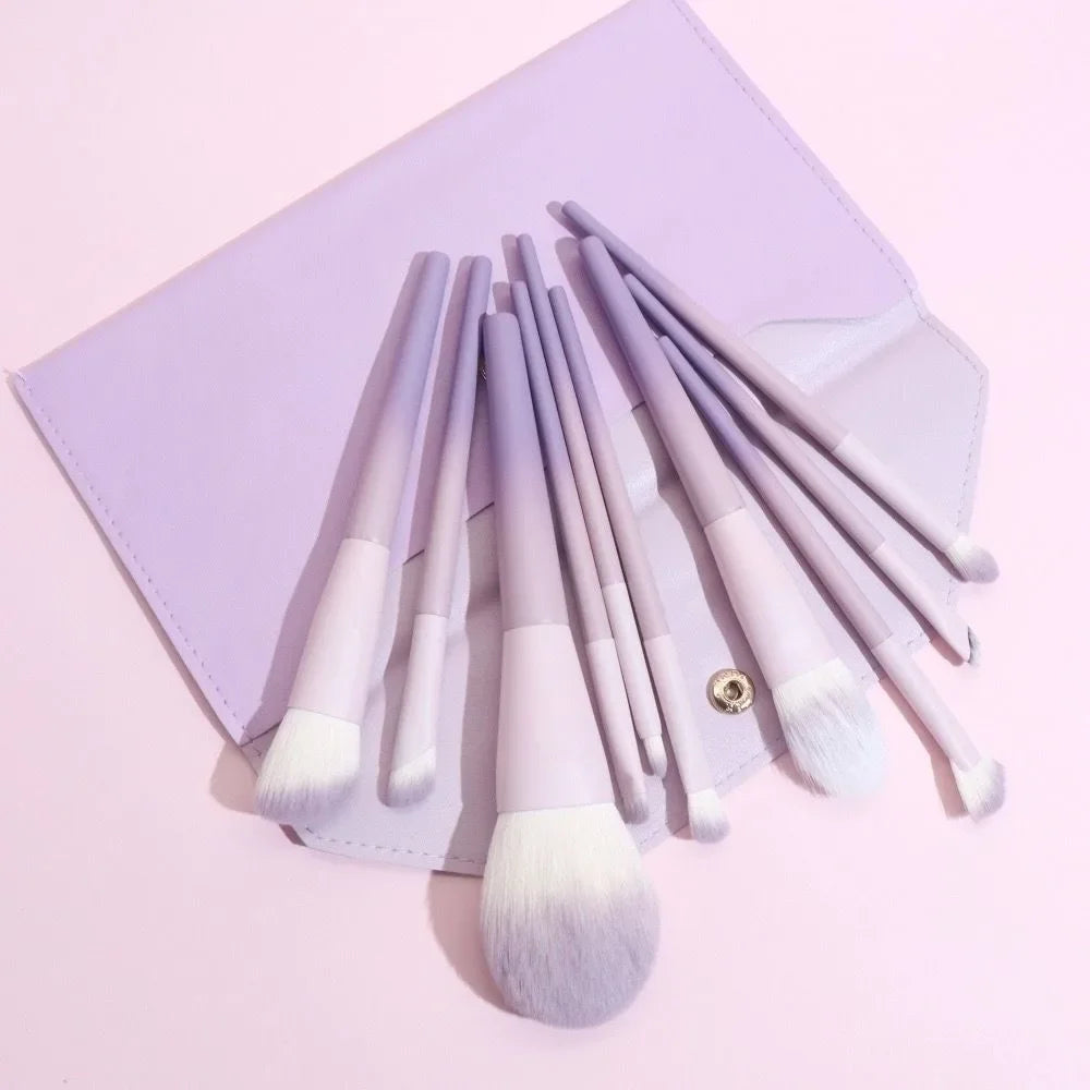 10-Piece Synthetic Hair Makeup Brush Set for Eyes and Concealer - Easy to Clean