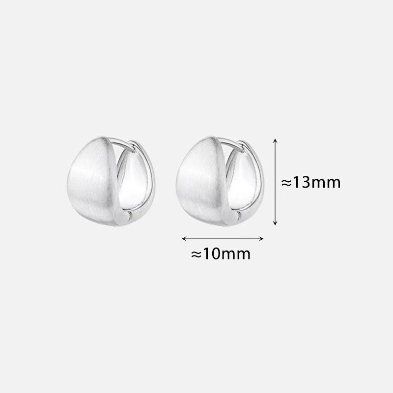 Silver Color Brushed Hoop Earrings for Women Minimalist Fashion Jewelry