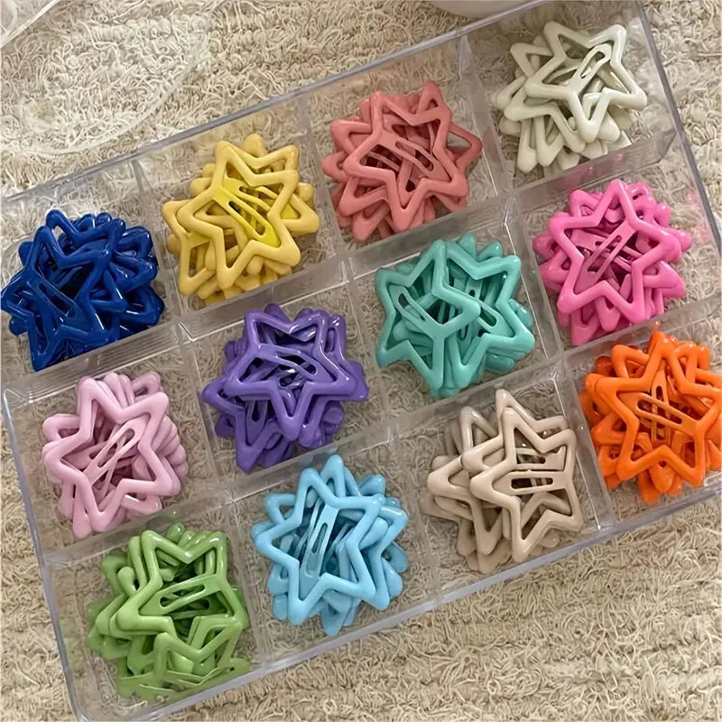 Star-Shaped Alloy Hair Clips Set - Lightweight Retro Hair Accessories for Daily Styling