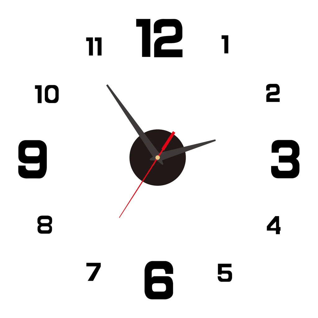 DIY Frameless Digital Wall Clock - Silent Vintage Style for Living Room & Office
