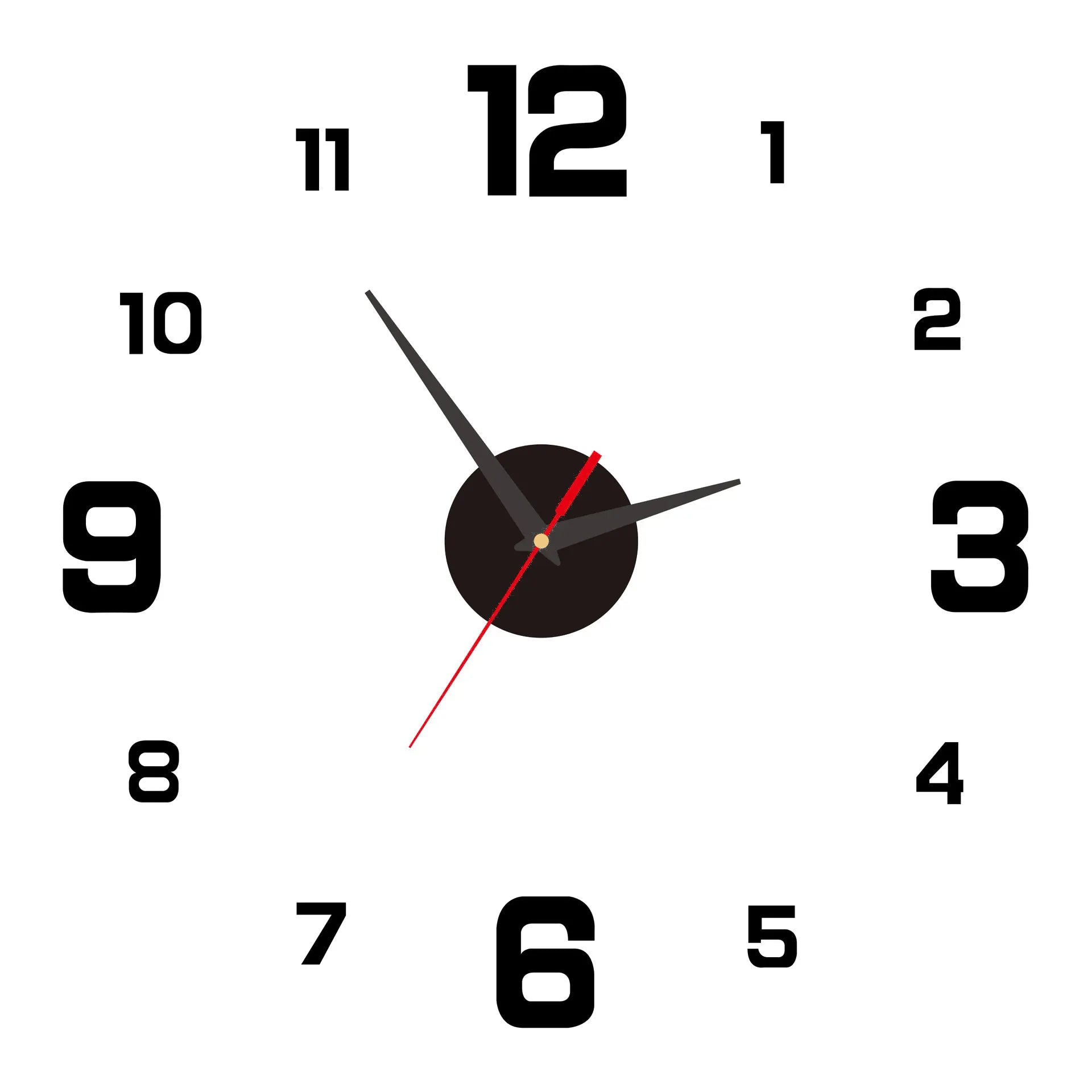 DIY Frameless Digital Wall Clock - Silent Vintage Style for Living Room & Office