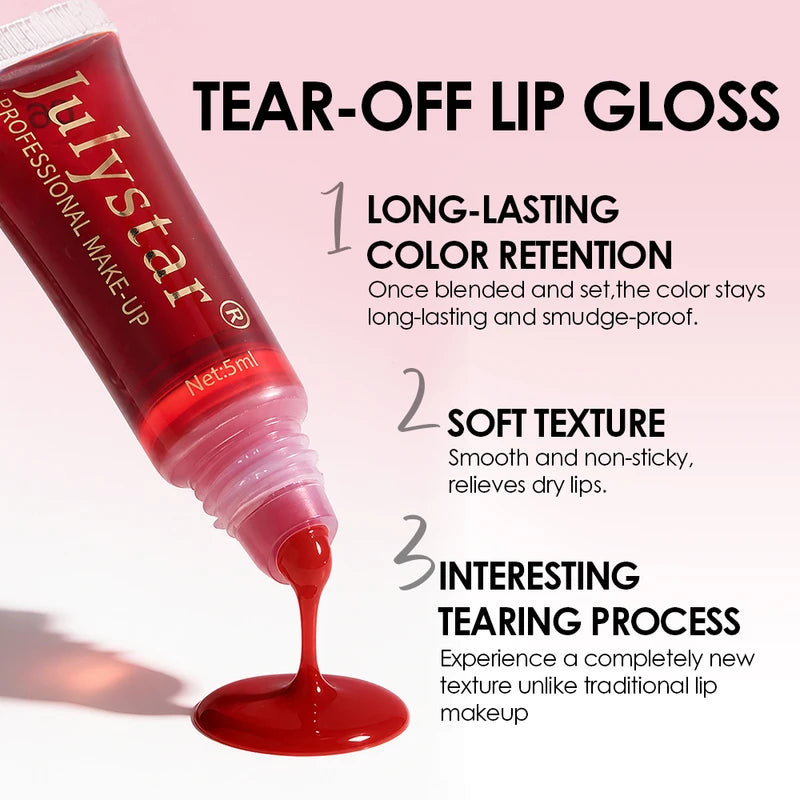 Long-Lasting Waterproof Lip Gloss with Peel Off Mask - 6 Colors