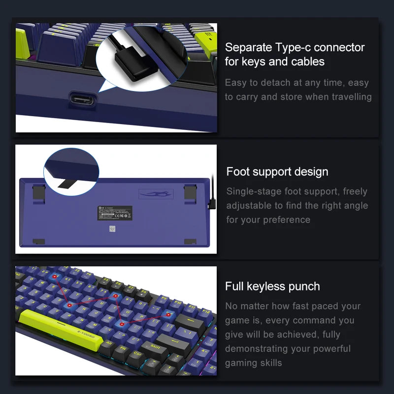 Mechanical Gaming Keyboard 94 Keys Hot-Swap RGB Backlit Wired Keyboard