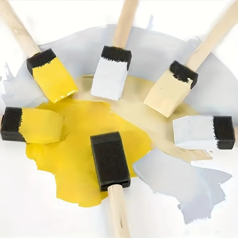 Wooden Handle Foam Paint Brush - Sponge Brush for DIY Painting & Dyeing